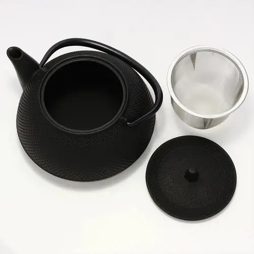 南部鉄器 鉄瓶兼用急須 5型新アラレ IH対応 (黒焼付) 0.65L(2～3人用／単品) 日本製 直火 黒 茶こし ホーロー加工なし 鉄瓶 鉄器急須 ティーポット 岩鋳 伝統工芸 ギフト 出産内祝い 新築内祝い 快気祝い 結婚内祝い 内祝い お礼 お返し お中元 送料無料