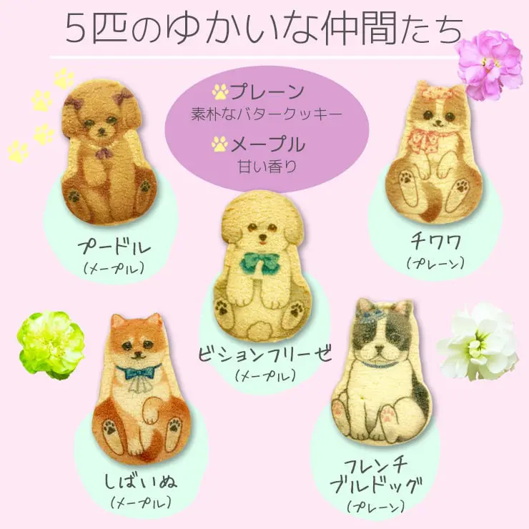 【いぬさんのポストカードつき】犬 お菓子 いぬさんクッキー ( 10枚入 ) ミントピンク