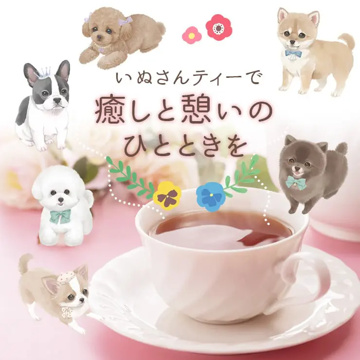 犬 紅茶 ティーバッグ いぬさんティー (INUSAN-TEA) チワワ（ アプリコット紅茶）＆ 柴犬（アップル紅茶）＆ フレンチブルドッグ（ライチ紅茶）＆ ビジョンフリーゼ（白桃紅茶）＆ トイプードル（苺紅茶）＆ ポメラニアン（オレンジ紅茶）(6種セット)