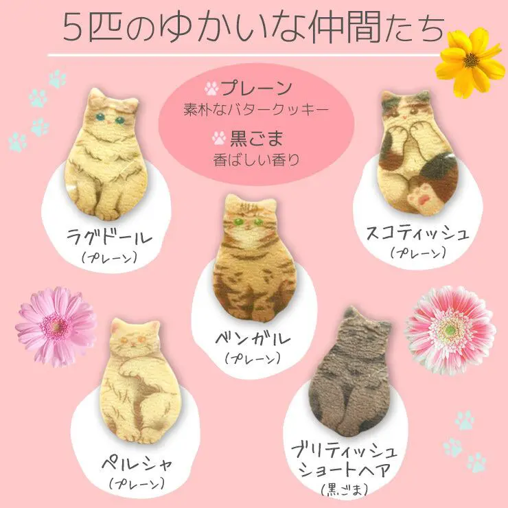 【ねこさんギフト】猫 お菓子 ねこさんクッキー ( 10枚入 ) ミント ＆ ピンク ＆ 猫 お茶 ティーバッグ ねこさんティー (NEKOSAN-TEA) 5種（7点セット）