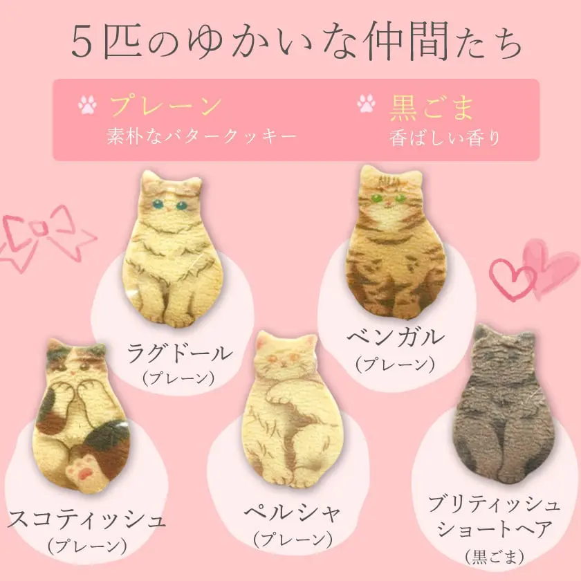 【ねこさんのポストカードつき】猫 お菓子 ねこさんクッキー ( 10枚入 ) ピンク